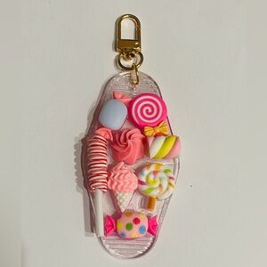Pastel Candy Shop Motel Keychain